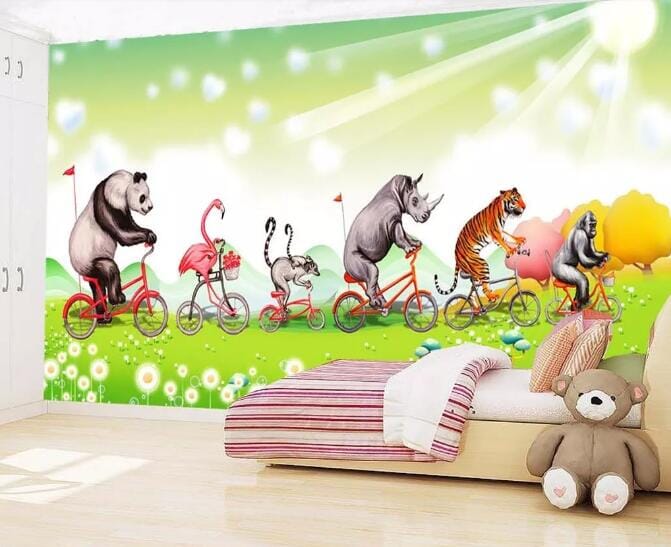 3D Panda Flamingo WC412 Wall Murals Wallpaper AJ Wallpaper 2