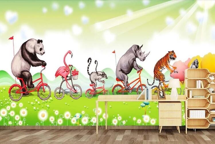 3D Panda Flamingo WC412 Wall Murals Wallpaper AJ Wallpaper 2