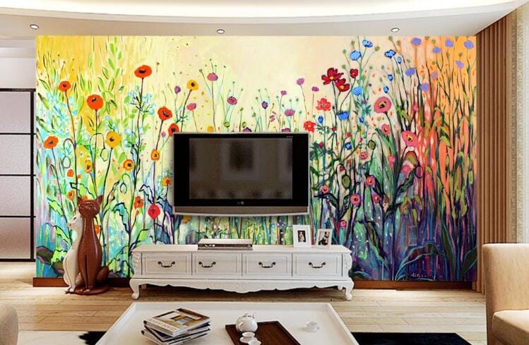 3D Graffiti Flower Color WC117 Wall Murals Wallpaper AJ Wallpaper 2