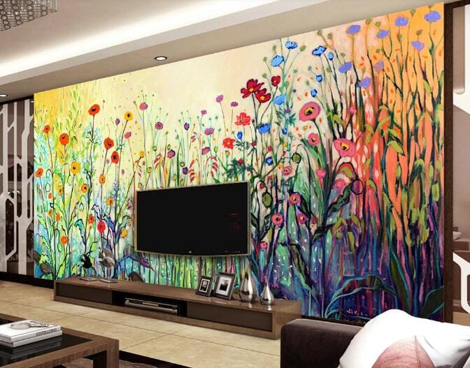 3D Graffiti Flower Color WC117 Wall Murals Wallpaper AJ Wallpaper 2