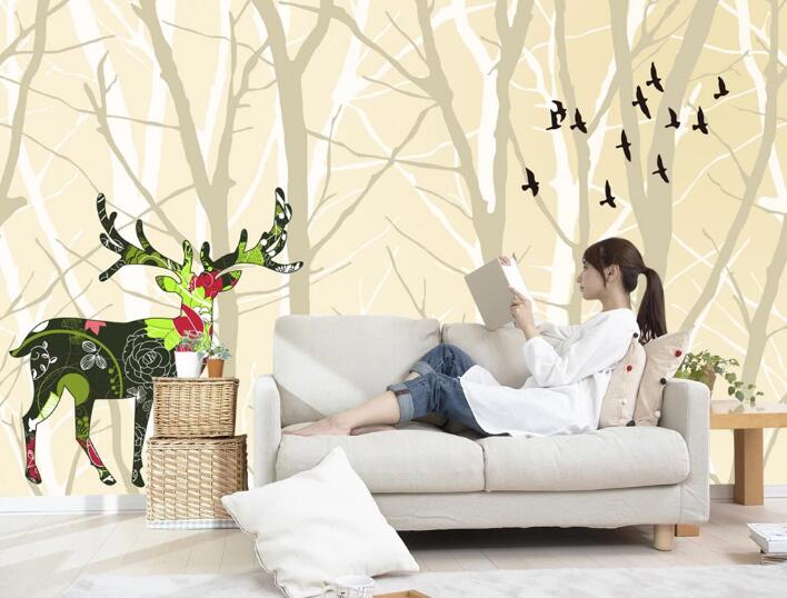 3D Color Deer WC135 Wall Murals