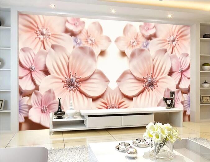 3D Pink Relief Flower WC157 Wall Murals Wallpaper AJ Wallpaper 2