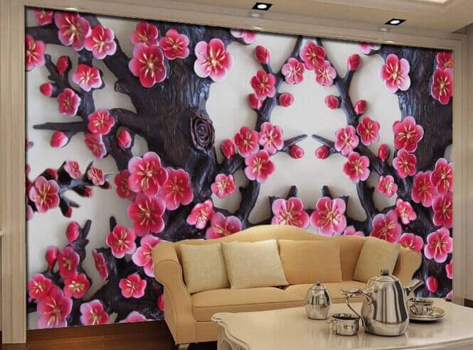 3D Plum Blossom Decoration WC113 Wall Murals Wallpaper AJ Wallpaper 2