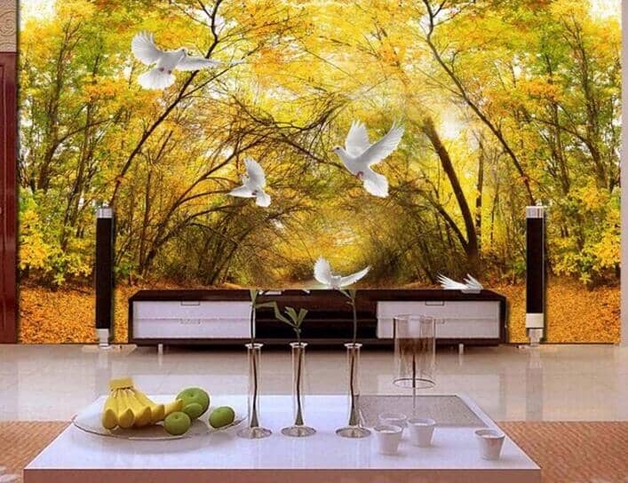 3D Forest Pigeon WC161 Wall Murals Wallpaper AJ Wallpaper 2