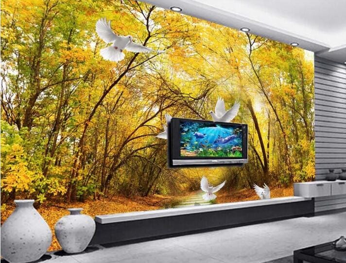 3D Forest Pigeon WC161 Wall Murals Wallpaper AJ Wallpaper 2