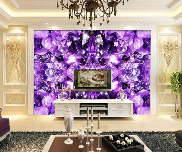 3D Purple Crystal WC282 Wall Murals Wallpaper AJ Wallpaper 2