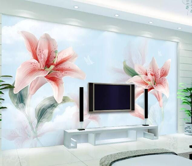 3D Red Lily WC184 Wall Murals Wallpaper AJ Wallpaper 2