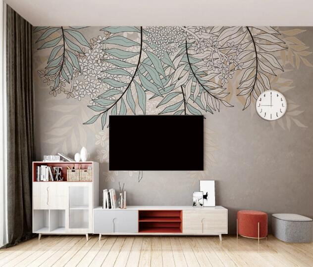 3D White Bird Leaf WC2425 Wall Murals
