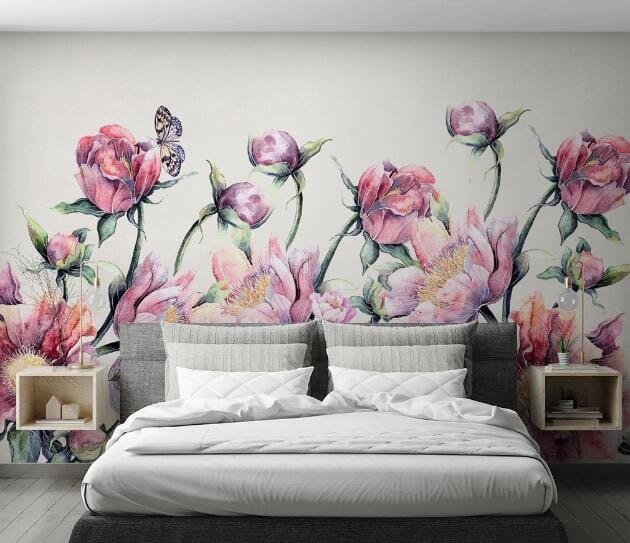 3D Flower Butterfly WC1056 Wall Murals Wallpaper AJ Wallpaper 2