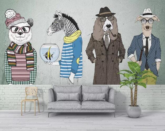 3D Zebra Dog Head WC826 Wall Murals Wallpaper AJ Wallpaper 2