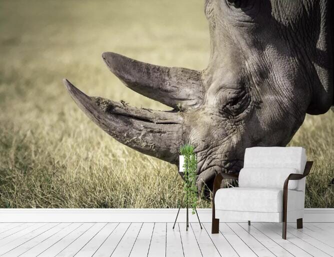 3D Rhino Prairie WC619 Wall Murals Wallpaper AJ Wallpaper 2