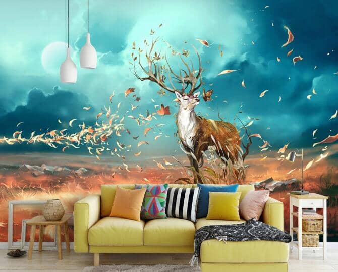 3D Prairie Deer WC955 Wall Murals Wallpaper AJ Wallpaper 2