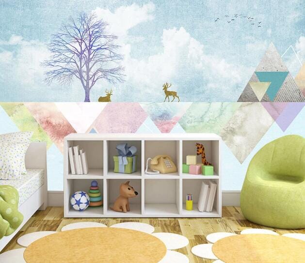 3D Fawn Triangle WC1005 Wall Murals Wallpaper AJ Wallpaper 2