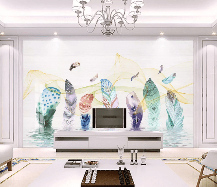 3D Colored Feathers WC618 Wall Murals Wallpaper AJ Wallpaper 2