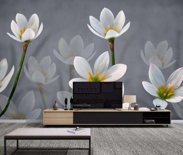 3D Small White Flowers WC1364 Wall Murals