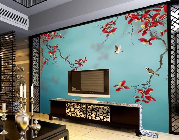 3D Red Flower WC1066 Wall Murals Wallpaper AJ Wallpaper 2