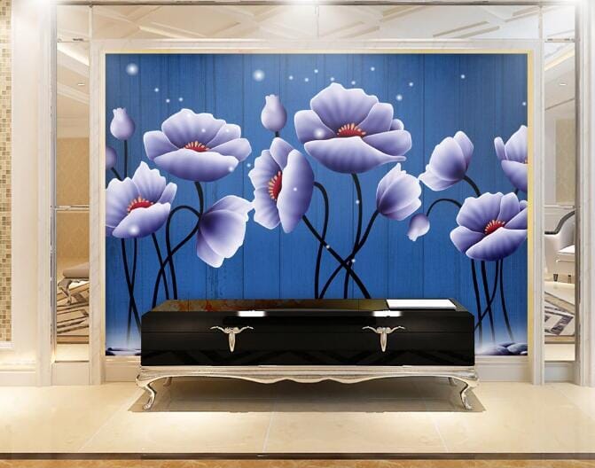 3D Blue Flower WC300 Wall Murals Wallpaper AJ Wallpaper 2