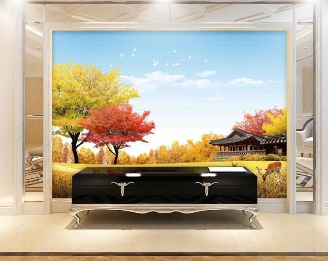 3D Yellow Tree WC359 Wall Murals Wallpaper AJ Wallpaper 2
