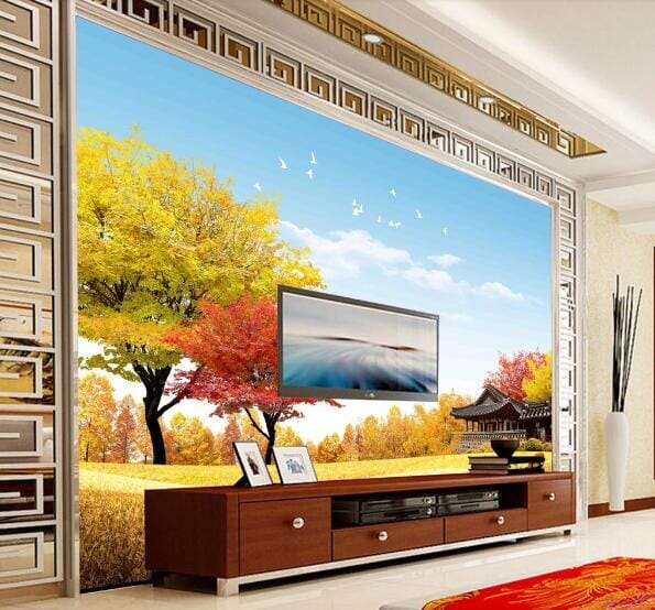 3D Yellow Tree WC359 Wall Murals Wallpaper AJ Wallpaper 2