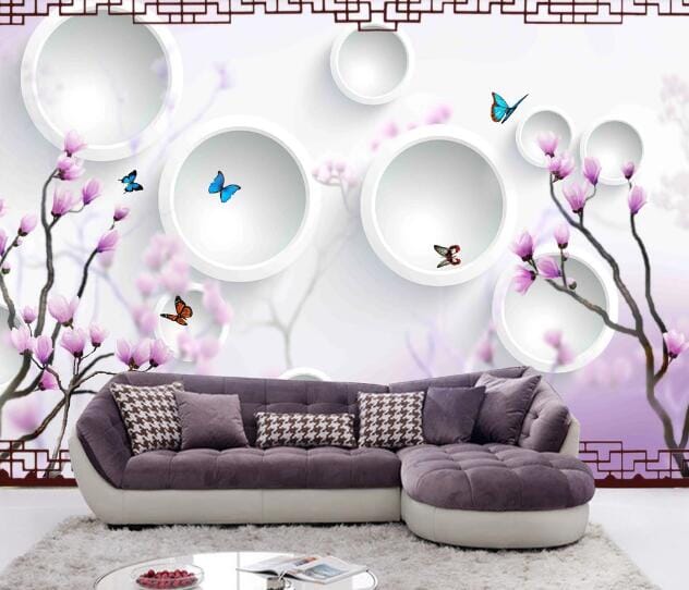 3D Blue Butterfly WC392 Wall Murals Wallpaper AJ Wallpaper 2