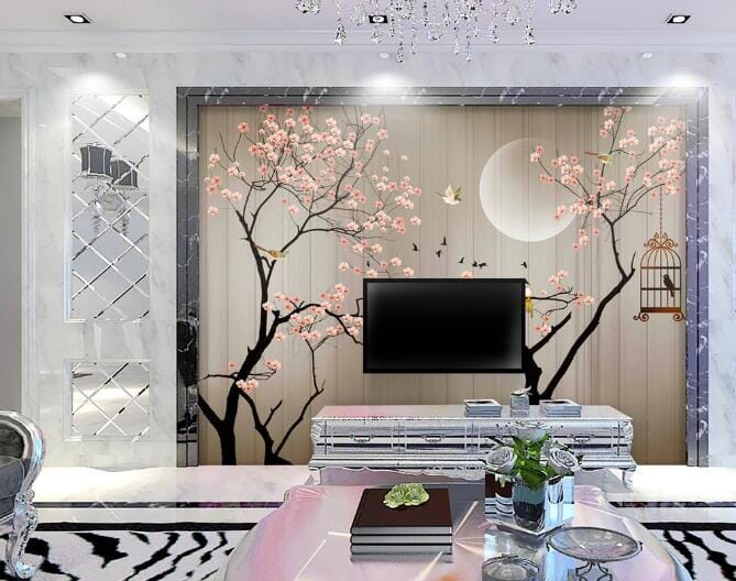 3D Moon Red Plum WC411 Wall Murals Wallpaper AJ Wallpaper 2
