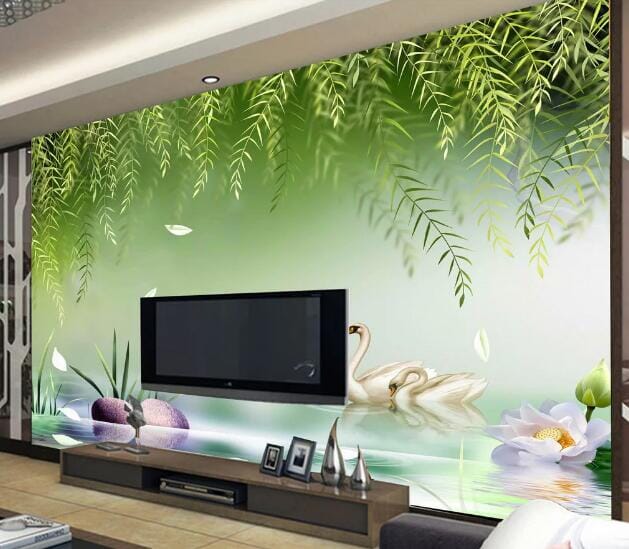 3D Swan Stone WC413 Wall Murals Wallpaper AJ Wallpaper 2