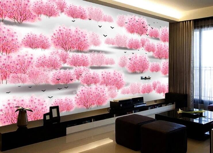 3D Pink Forest WC425 Wall Murals Wallpaper AJ Wallpaper 2