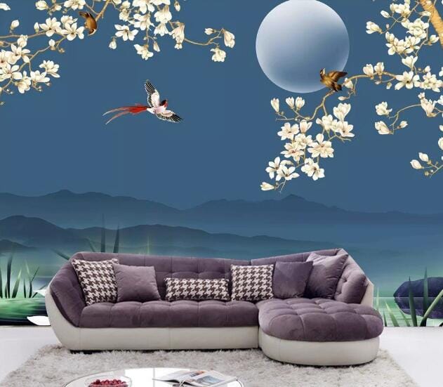 3D Moon Flower WC475 Wall Murals Wallpaper AJ Wallpaper 2