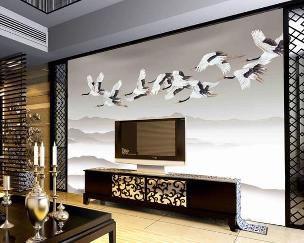3D Flying Crane WC525 Wall Murals Wallpaper AJ Wallpaper 2