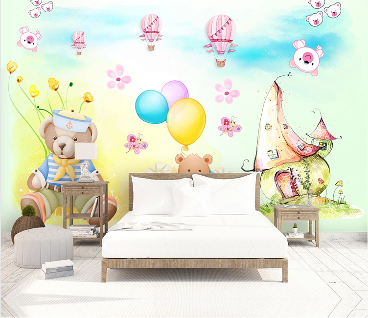 3D Bear Balloon WC1641 Wall Murals