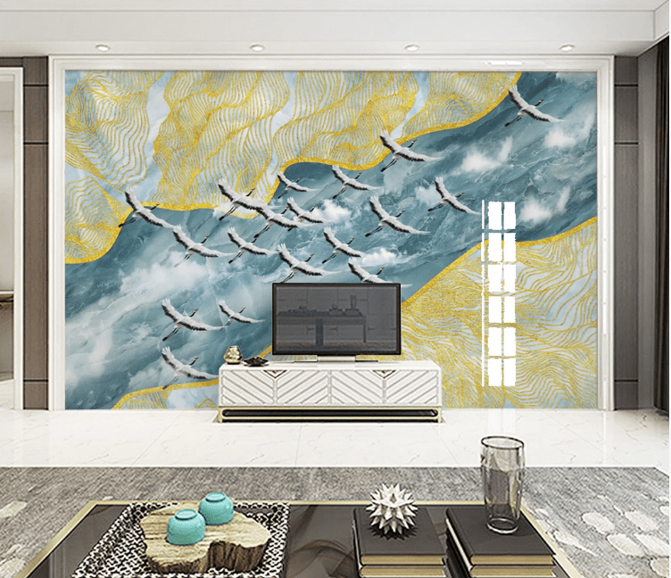 3D White Crane WC1084 Wall Murals Wallpaper AJ Wallpaper 2