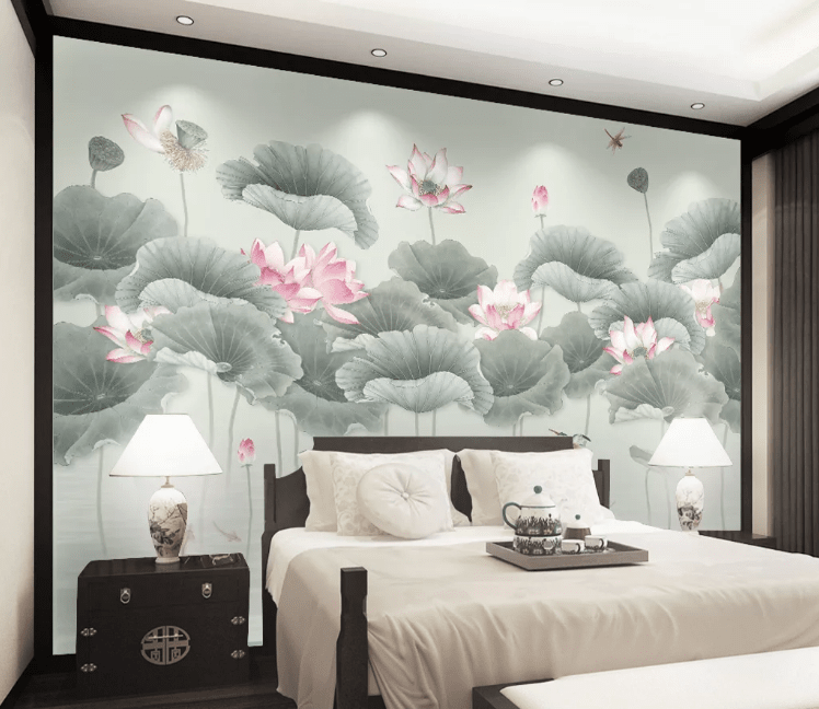 3D Lotus Goldfish Koi WC1028 Wall Murals Wallpaper AJ Wallpaper 2