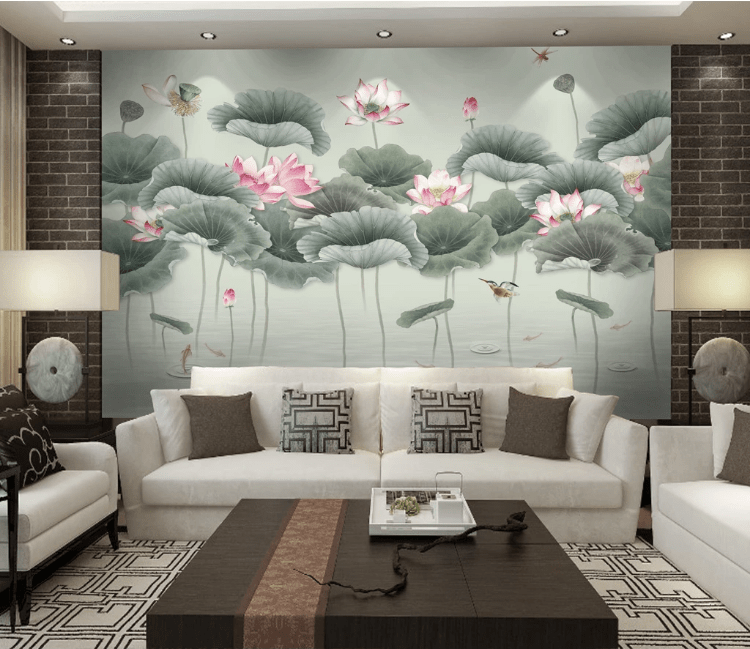 3D Lotus Goldfish Koi WC1028 Wall Murals Wallpaper AJ Wallpaper 2