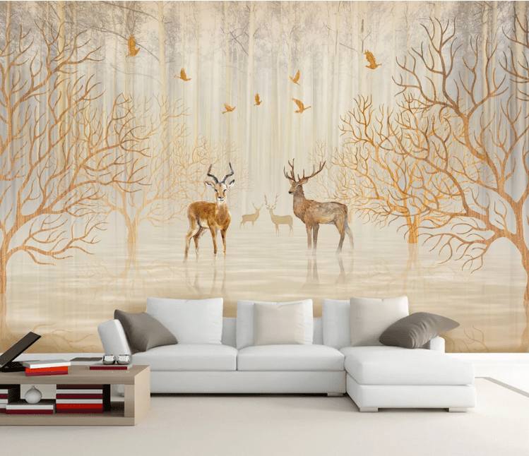 3D Dead Tree Fawn WC1009 Wall Murals Wallpaper AJ Wallpaper 2