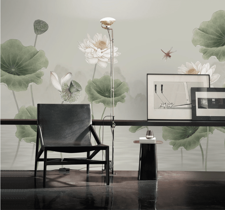 3D Lotus Seed Dragonfly WC982 Wall Murals Wallpaper AJ Wallpaper 2