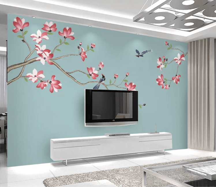 3D Blue Swallow Flower WC980 Wall Murals Wallpaper AJ Wallpaper 2