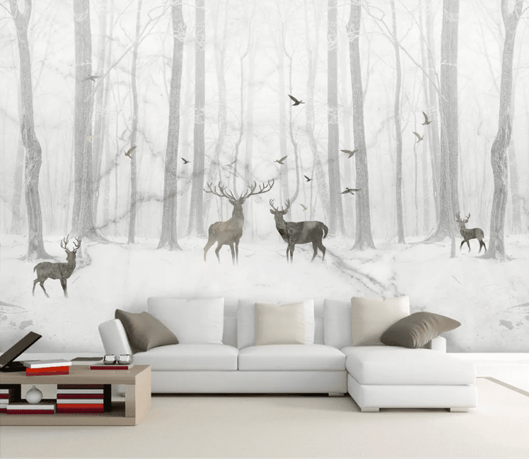 3D Black Deer Forest WC972 Wall Murals Wallpaper AJ Wallpaper 2