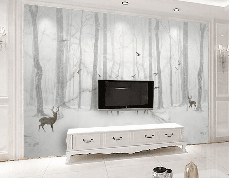 3D Black Deer Forest WC972 Wall Murals Wallpaper AJ Wallpaper 2