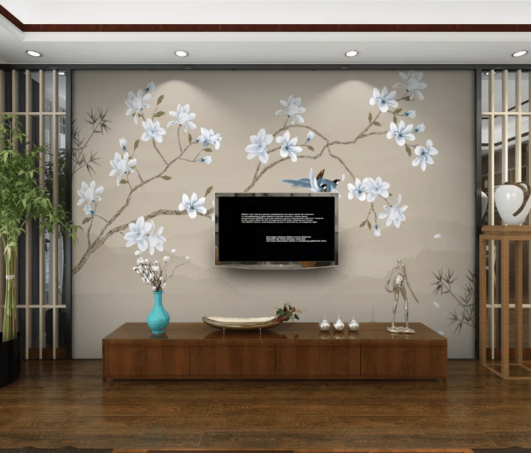 3D White Flower WC940 Wall Murals Wallpaper AJ Wallpaper 2