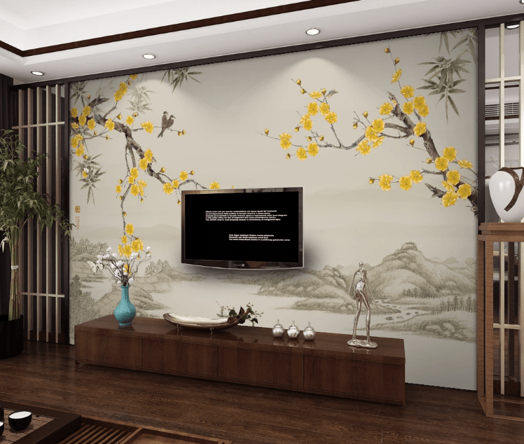 3D Yellow Flower WC932 Wall Murals Wallpaper AJ Wallpaper 2