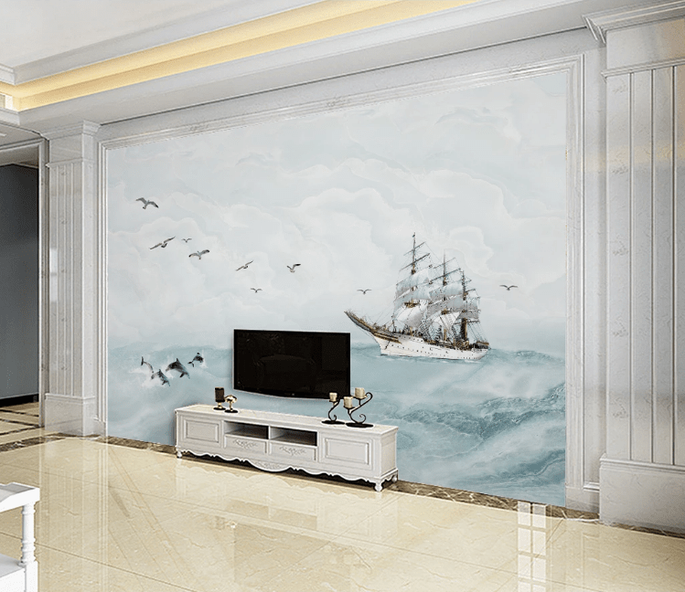 3D Steamer Dolphin WC886 Wall Murals Wallpaper AJ Wallpaper 2