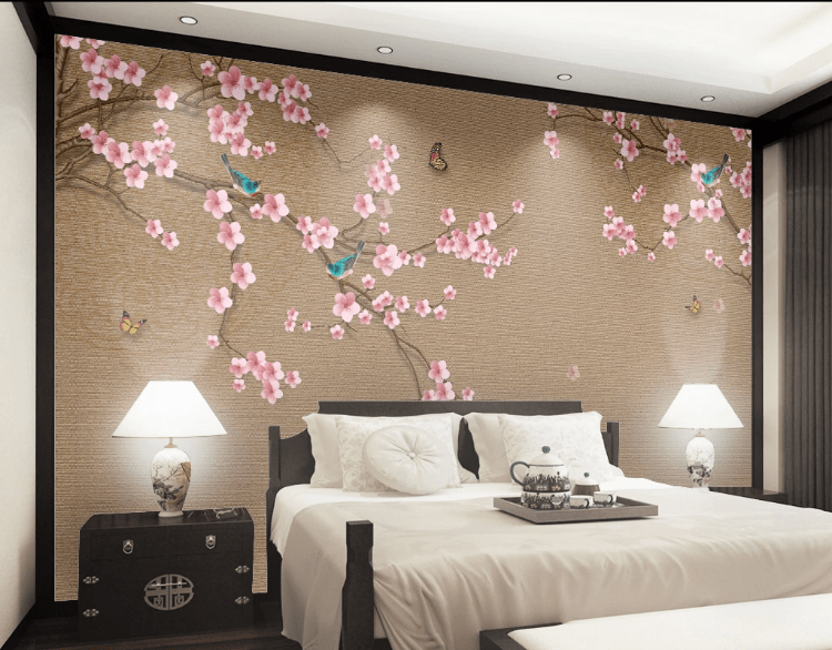 3D Plum Butterfly WC859 Wall Murals Wallpaper AJ Wallpaper 2