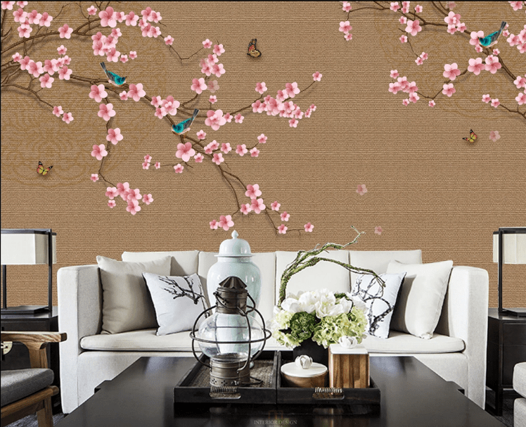 3D Plum Butterfly WC859 Wall Murals Wallpaper AJ Wallpaper 2