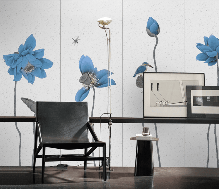 3D Blue Lotus WC783 Wall Murals Wallpaper AJ Wallpaper 2
