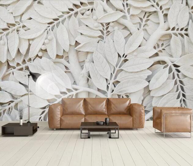 3D Carving Leaves WC935 Wall Murals Wallpaper AJ Wallpaper 2