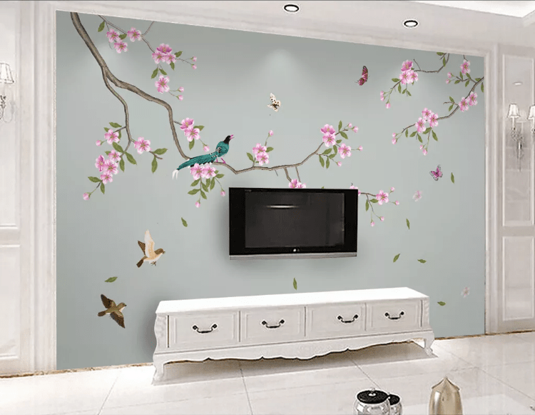 3D Bird Butterfly WC768 Wall Murals Wallpaper AJ Wallpaper 2