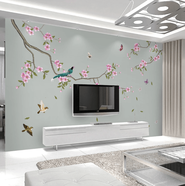 3D Bird Butterfly WC768 Wall Murals Wallpaper AJ Wallpaper 2