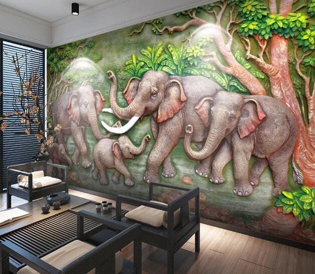 3D Embossed Elephant WC778 Wall Murals Wallpaper AJ Wallpaper 2