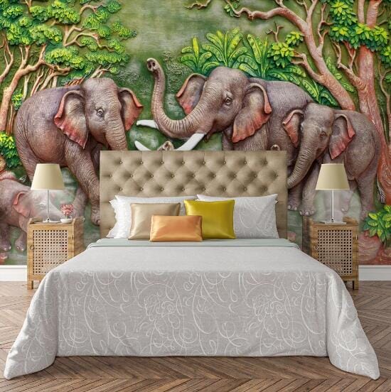 3D Embossed Elephant WC778 Wall Murals Wallpaper AJ Wallpaper 2