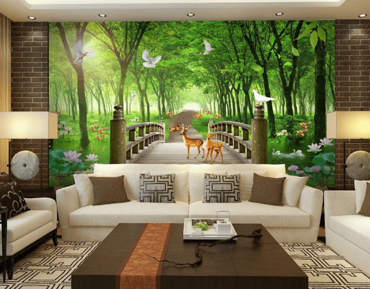 3D Sika Deer Bridge WC746 Wall Murals Wallpaper AJ Wallpaper 2